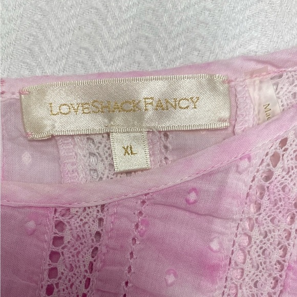 LoveShackFancy Dress Natasha Mini Tie Dye Ruffled Swiss Dot Lace Extra Large - Picture 15 of 16